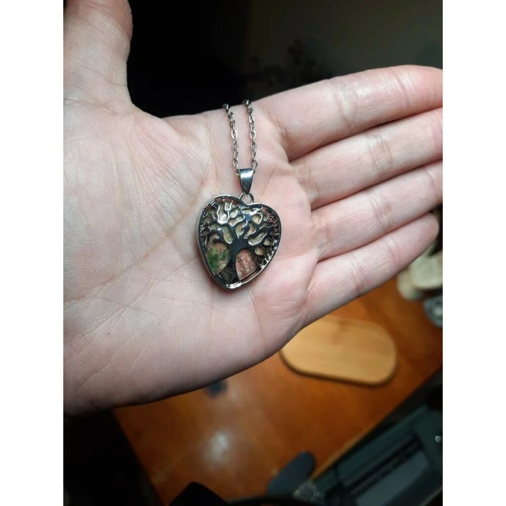 Unikite Crystal Tree of Life Heart Pendant